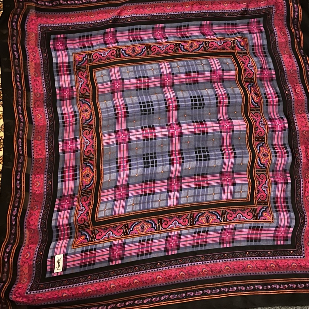 YSL Scarf. 100% Silk. 43”.